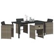 vidaXL 5 Piece Poly Rattan Garden Dining Set with Cushions in Grey