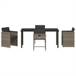 vidaXL 5 Piece Poly Rattan Garden Dining Set with Cushions in Grey