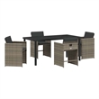 vidaXL 5 Piece Poly Rattan Garden Dining Set with Cushions in Grey