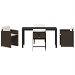 vidaXL 5 Piece Poly Rattan Garden Dining Set with Cushions in Brown