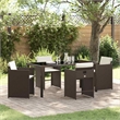 vidaXL 5 Piece Poly Rattan Garden Dining Set with Cushions in Brown