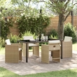vidaXL 5 Piece Poly Rattan Garden Dining Set with Cushions in Beige