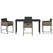 vidaXL 5 Piece Poly Rattan Garden Dining Set with Cushions in Grey