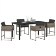 vidaXL 5 Piece Poly Rattan Garden Dining Set with Cushions in Grey