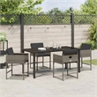 vidaXL 5 Piece Poly Rattan Garden Dining Set with Cushions in Grey