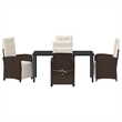 vidaXL 5 Piece Poly Rattan Garden Dining Set with Cushions in Brown