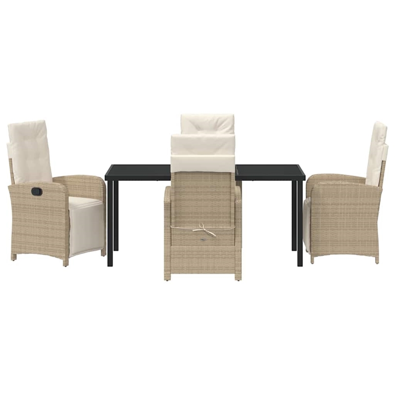 vidaXL 5 Piece Poly Rattan Garden Dining Set with Cushions in Beige