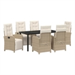 vidaXL 7 Piece Poly Rattan Garden Dining Set with Cushions in Beige
