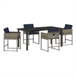 vidaXL 5 Piece Poly Rattan Garden Dining Set with Cushions in Grey