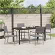 vidaXL 5 Piece Poly Rattan Garden Dining Set with Cushions in Grey