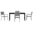 vidaXL 5 Piece Poly Rattan Garden Dining Set with Cushions in Grey