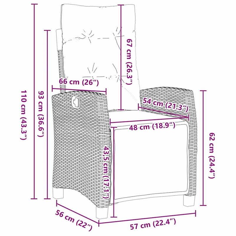 vidaXL 5 Piece Poly Rattan Garden Dining Set with Cushions in Brown