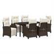 vidaXL 7 Piece Poly Rattan Garden Dining Set with Cushions in Brown