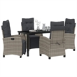vidaXL 5 Piece Poly Rattan Garden Dining Set with Cushions in Grey