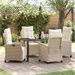 vidaXL 5 Piece Poly Rattan Garden Dining Set with Cushions in Beige