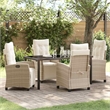 vidaXL 5 Piece Poly Rattan Garden Dining Set with Cushions in Beige