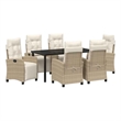 vidaXL 7 Piece Poly Rattan Garden Dining Set with Cushions in Beige