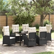 vidaXL 7 Piece Poly Rattan Garden Dining Set with Cushions in Black