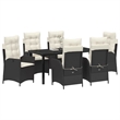 vidaXL 7 Piece Poly Rattan Garden Dining Set with Cushions in Black