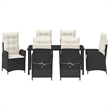 vidaXL 7 Piece Poly Rattan Garden Dining Set with Cushions in Black