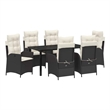 vidaXL 7 Piece Poly Rattan Garden Dining Set with Cushions in Black