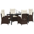 vidaXL 5 Piece Poly Rattan Garden Dining Set with Cushions in Black