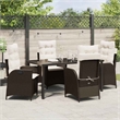 vidaXL 5 Piece Poly Rattan Garden Dining Set with Cushions in Black