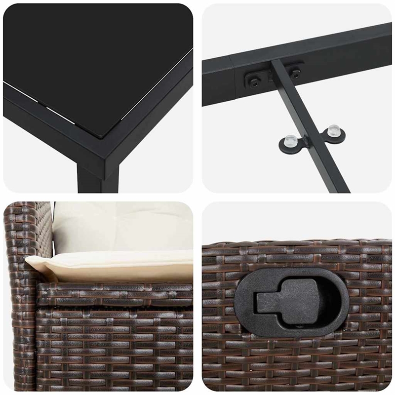 vidaXL 5 Piece Poly Rattan Garden Dining Set with Cushions in Black