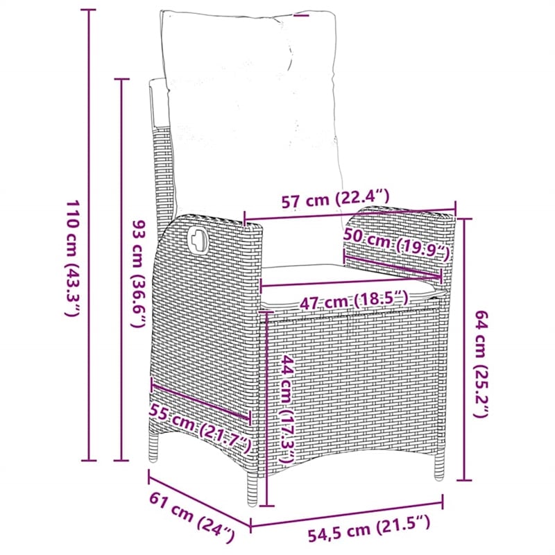 vidaXL 5 Piece Poly Rattan Garden Dining Set with Cushions in Black