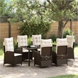 vidaXL 7 Piece Poly Rattan Garden Dining Set with Cushions in Black