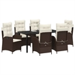 vidaXL 7 Piece Poly Rattan Garden Dining Set with Cushions in Black
