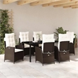 vidaXL 7 Piece Poly Rattan Garden Dining Set with Cushions in Black