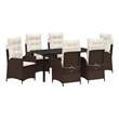 vidaXL 7 Piece Poly Rattan Garden Dining Set with Cushions in Black