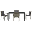 vidaXL 5 Piece Poly Rattan Garden Dining Set with Cushions in Grey
