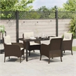 vidaXL 5 Piece Poly Rattan Garden Dining Set with Cushions in Brown