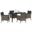 vidaXL 5 Piece Poly Rattan Garden Dining Set with Cushions in Grey