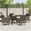 vidaXL 5 Piece Poly Rattan Garden Dining Set with Cushions in Grey