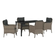 vidaXL 5 Piece Poly Rattan Garden Dining Set with Cushions in Grey
