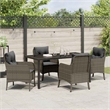 vidaXL 5 Piece Poly Rattan Garden Dining Set with Cushions in Grey