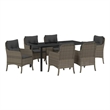 vidaXL 7 Piece Poly Rattan Garden Dining Set with Cushions in Grey