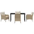 vidaXL 5 Piece Poly Rattan Garden Dining Set with Cushions in Beige