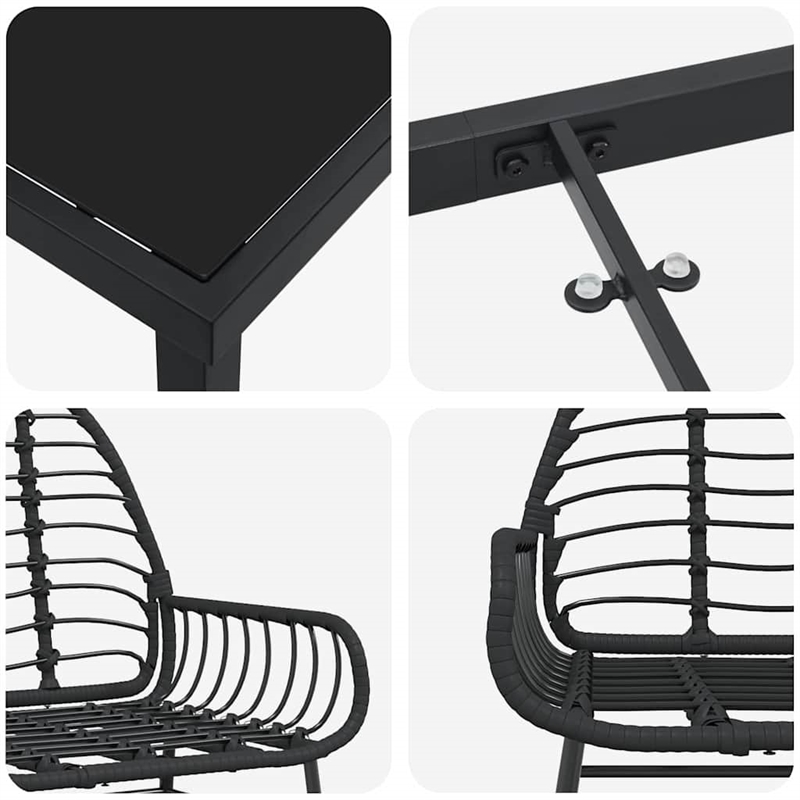 vidaXL 5 Piece Poly Rattan Garden Dining Set in Black
