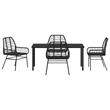 vidaXL 5 Piece Poly Rattan Garden Dining Set in Black