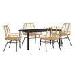 vidaXL 5 Piece Poly Rattan Garden Dining Set in Brown