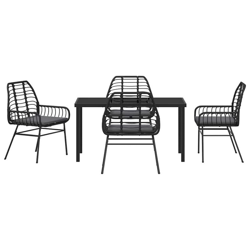vidaXL 5 Piece Poly Rattan Garden Dining Set in Black