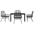 vidaXL 5 Piece Poly Rattan Garden Dining Set in Black