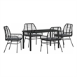 vidaXL 5 Piece Poly Rattan Garden Dining Set in Black
