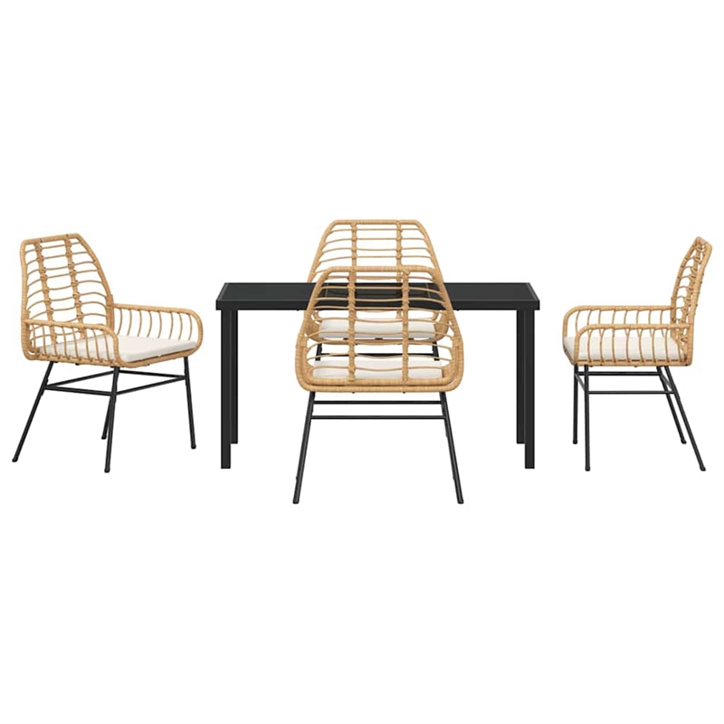 vidaXL 5 Piece Poly Rattan Garden Dining Set in Brown