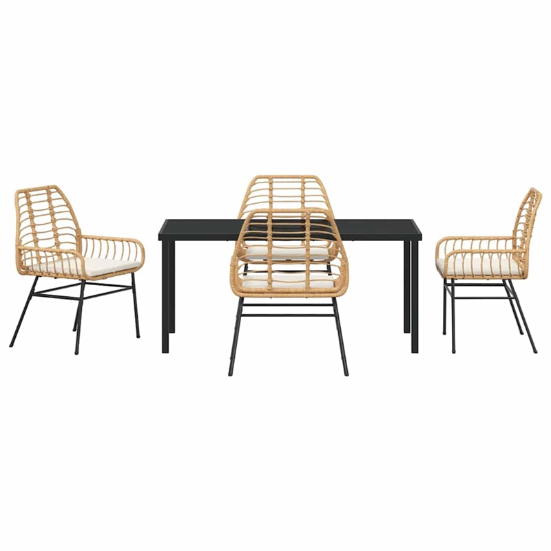 vidaXL 5 Piece Poly Rattan Garden Dining Set in Brown