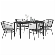 vidaXL 5 Piece Poly Rattan Garden Dining Set in Black